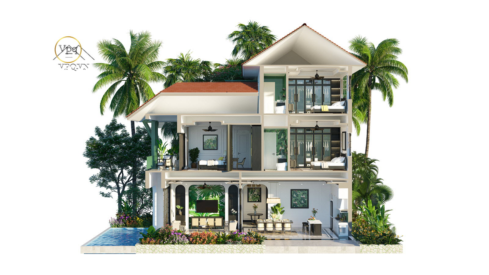 Layout mặt cắt đứng đơn lập Sun Tropical Village
